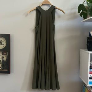 Ralph Lauren Halter Neck Dress Knee Length Olive Green XS